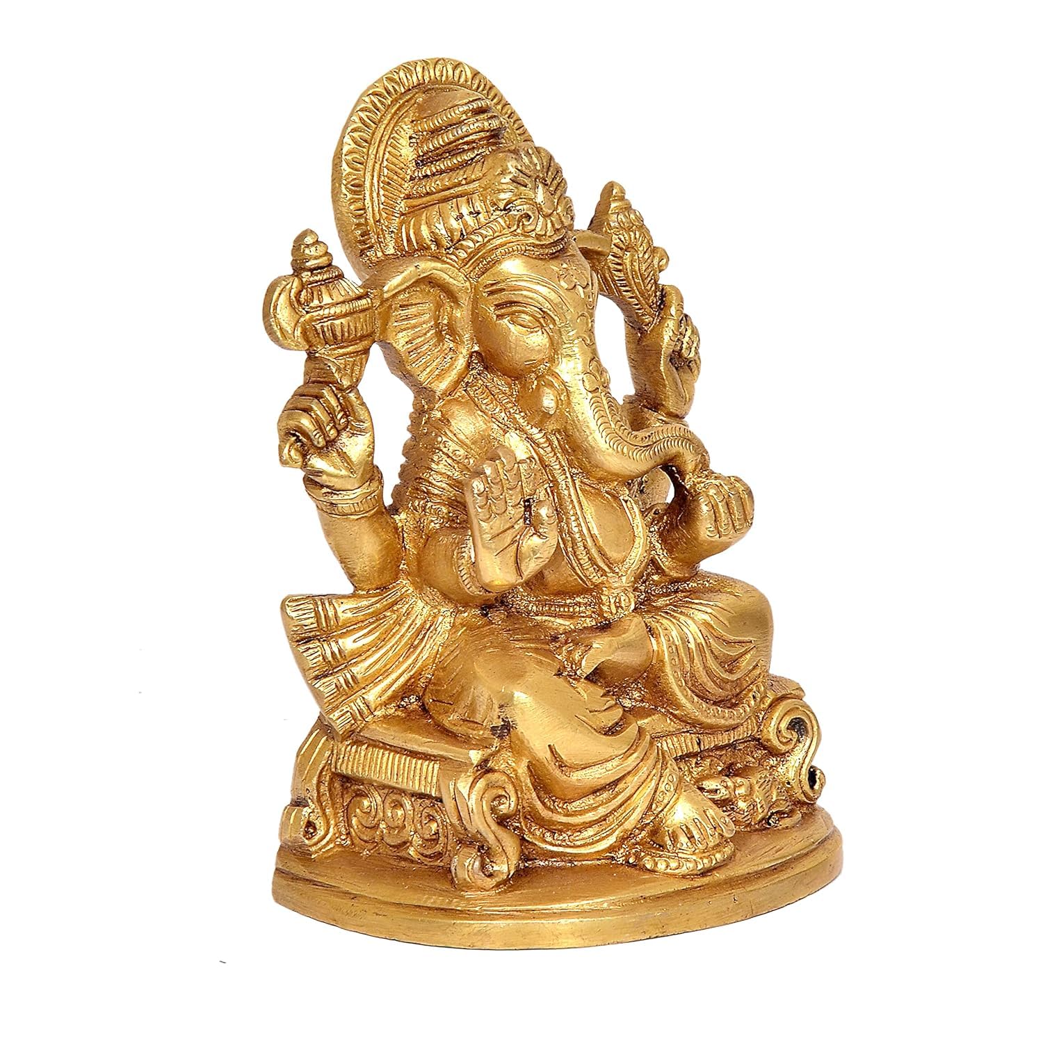 Apko Brass Ganesha Idol Mangalkari Sitting Ganesh Bhagwan Statue God Ganpati Murti For Home Entrance Pooja Dcor Good Luck Vastu